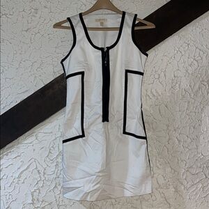Elegant White Dress with Black Trim